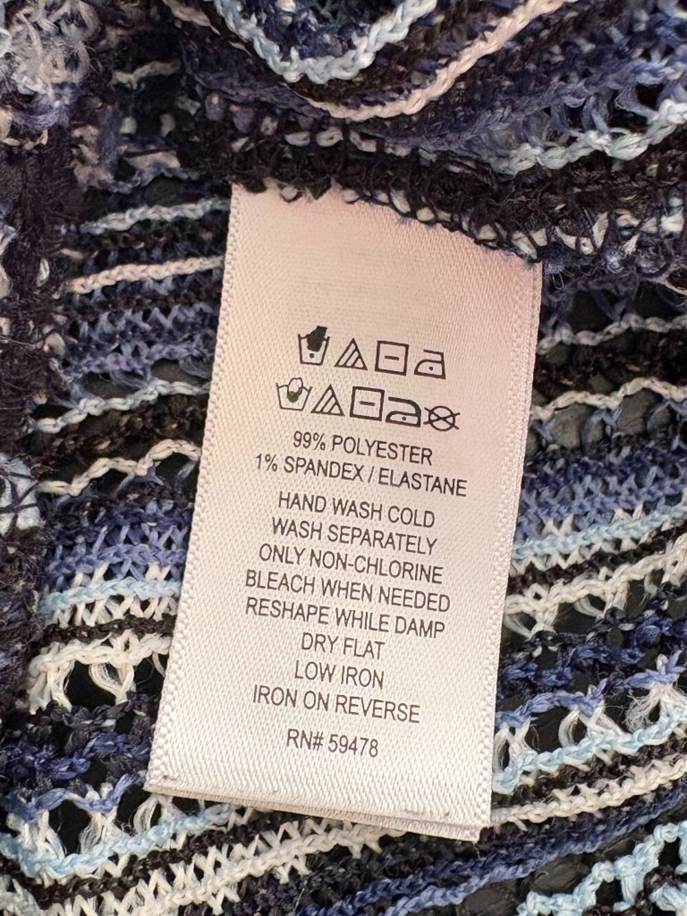 C&C California Blue Open Knit Swim CoverUp Skirt L Sheer Drawstring Beach Resort - Picture 13 of 13